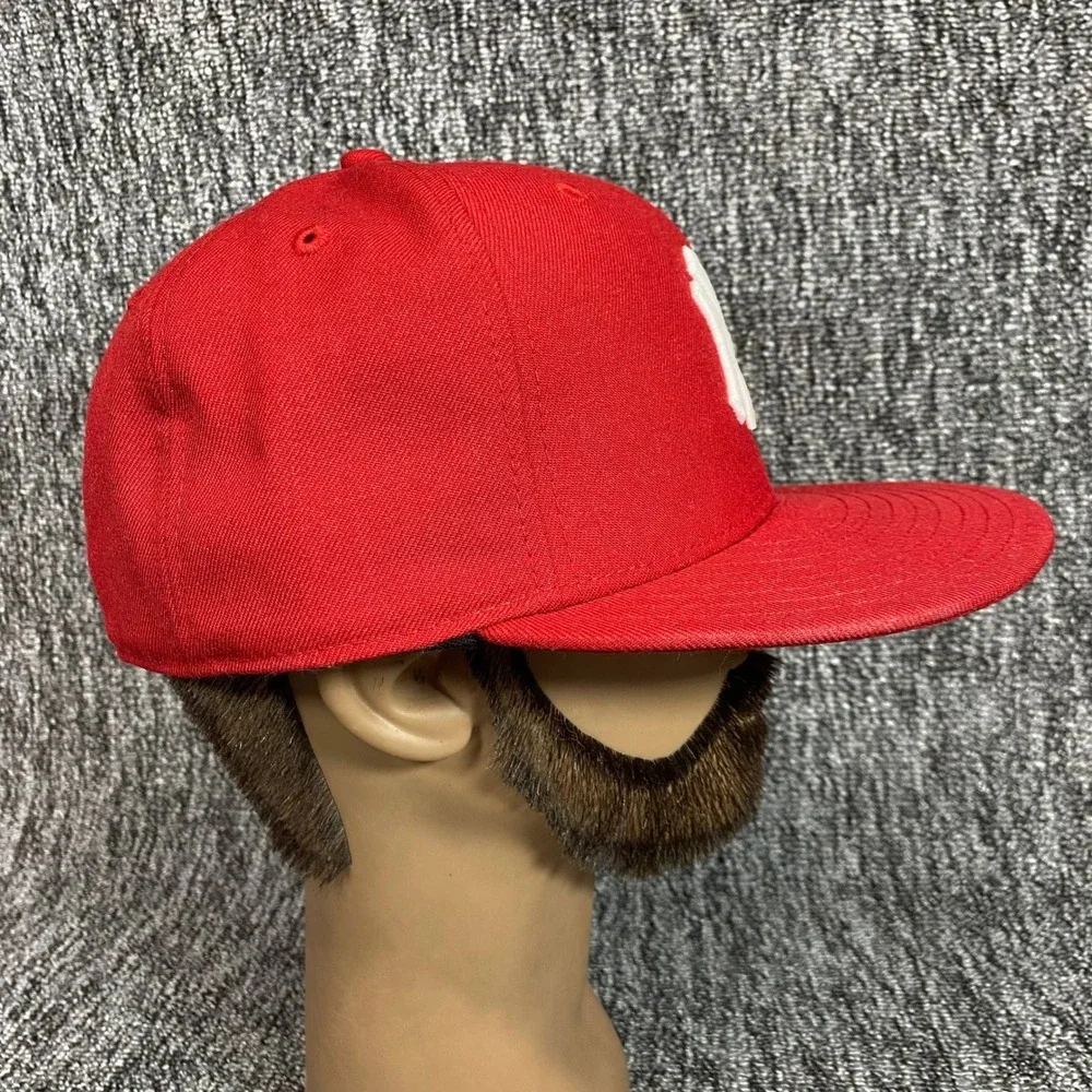 New Era 59FIFTY NY New York Yankees Red Fitted Hat Size 7 Red Bottom MLB Cap